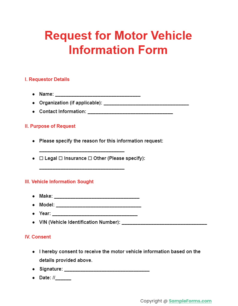 request for motor vehicle information form