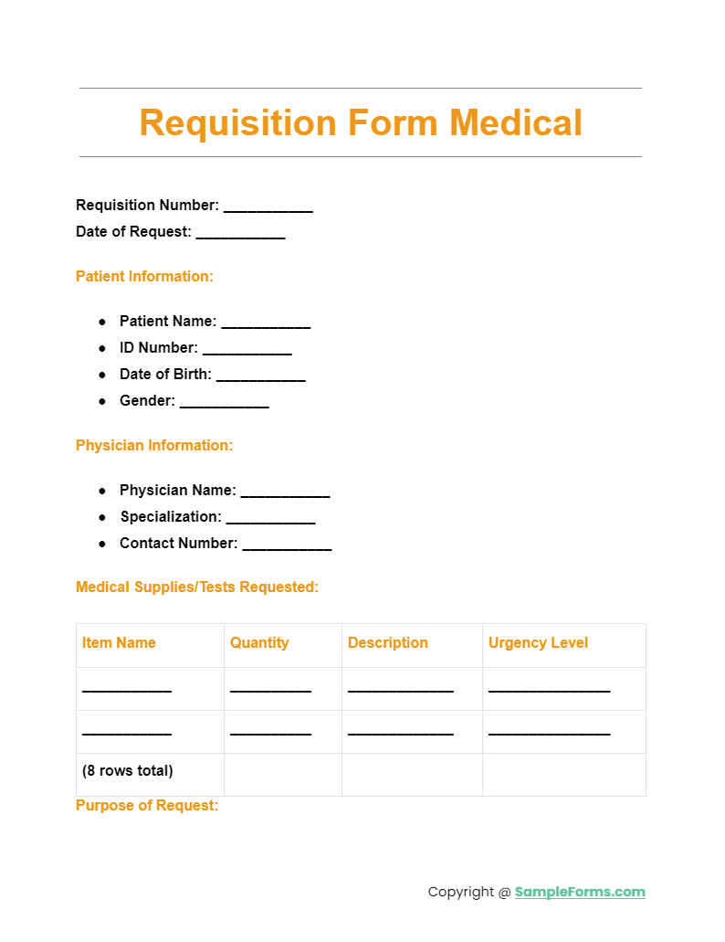 requisition form medical