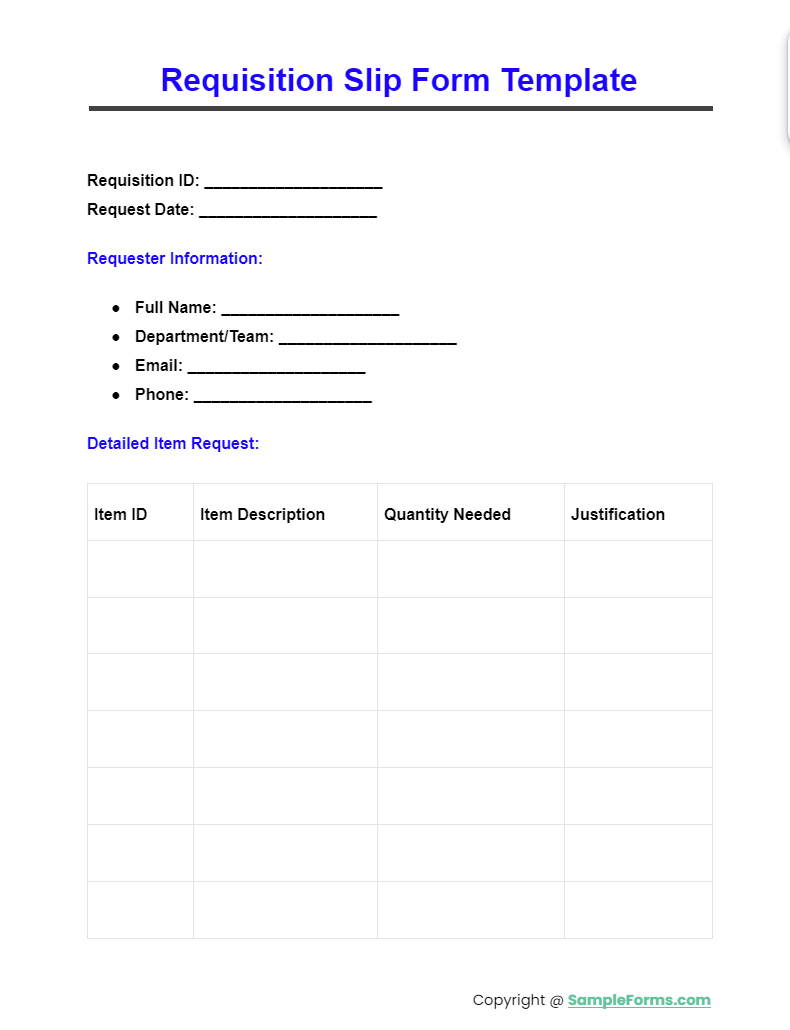 requisition slip form template