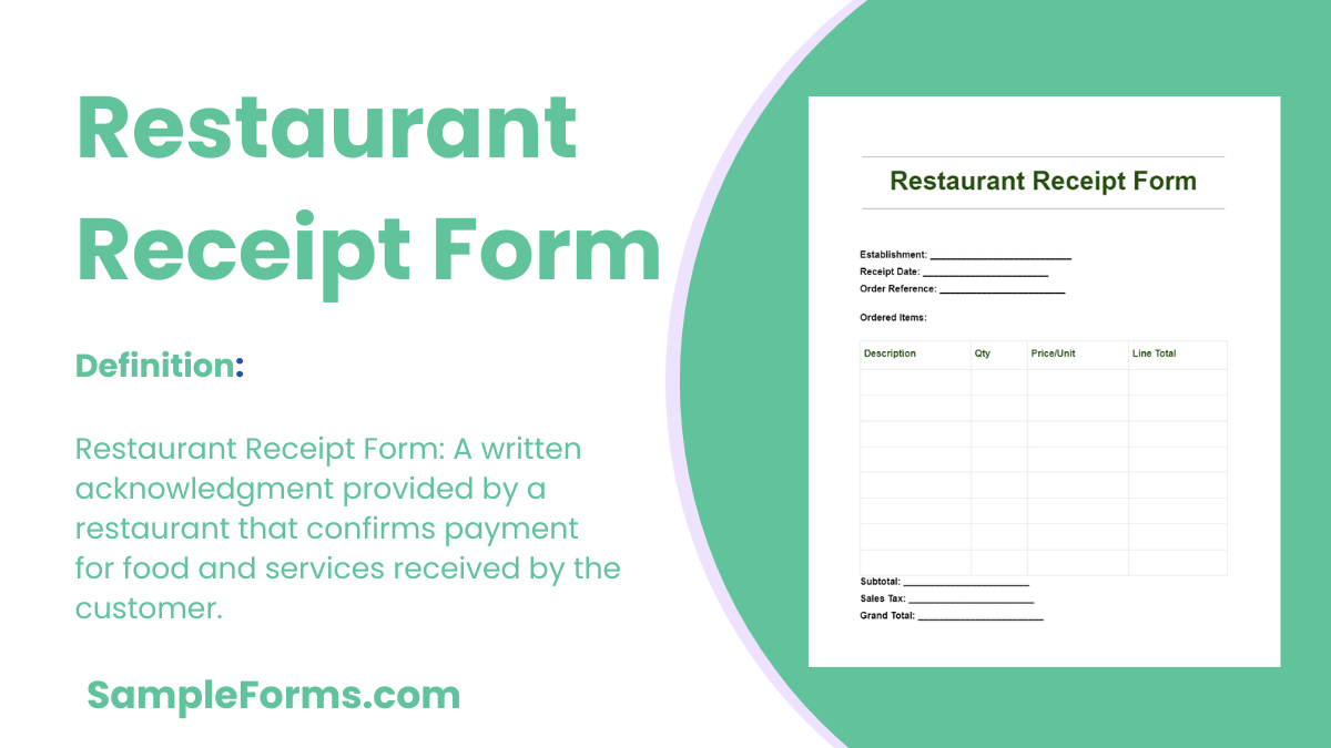 restaurant receipt form