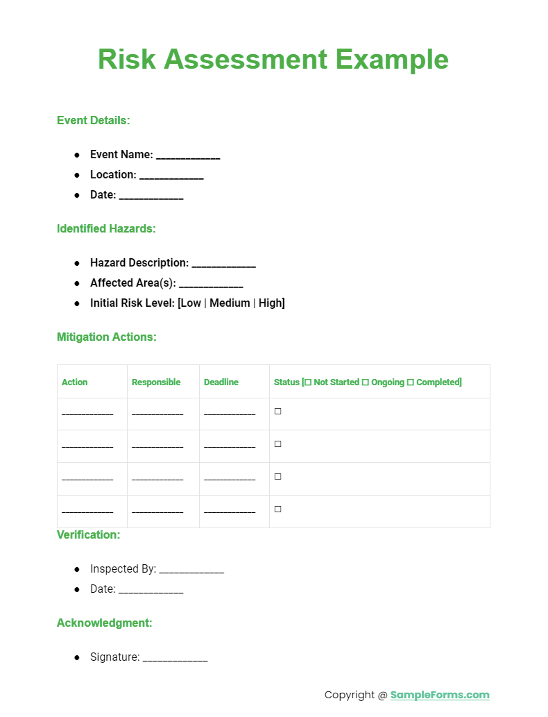 FREE 14+ Risk Assessment Form Samples, PDF, MS Word, Google Docs, Excel