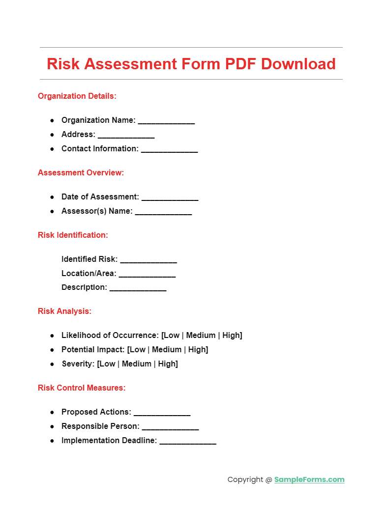 risk assessment form pdf download