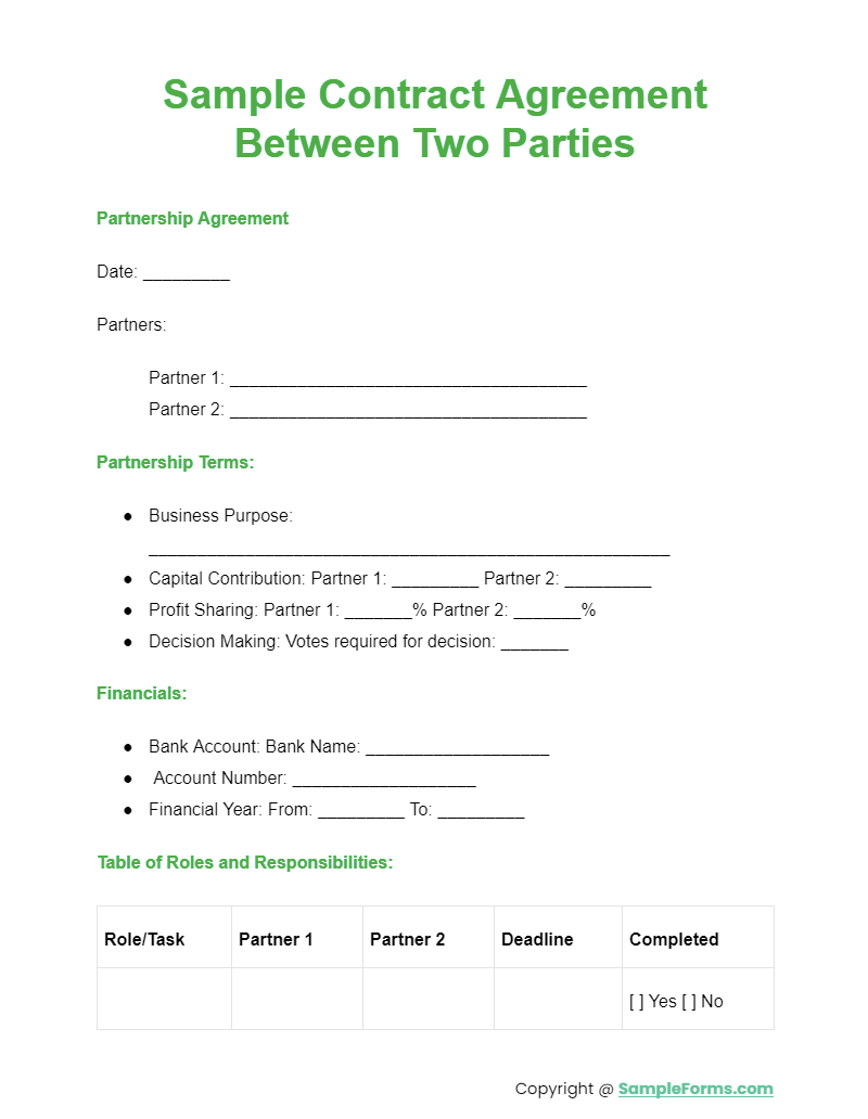 sample contract agreement between two parties