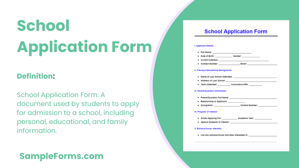 school application form