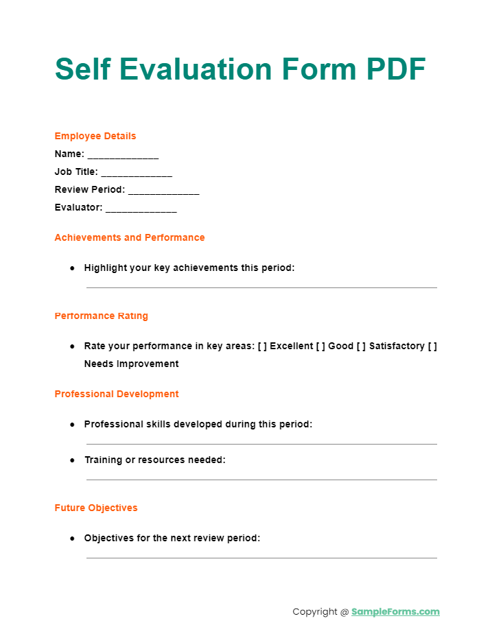 self evaluation form pdf
