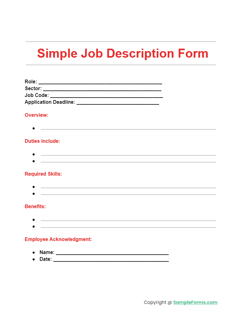 simple job description form