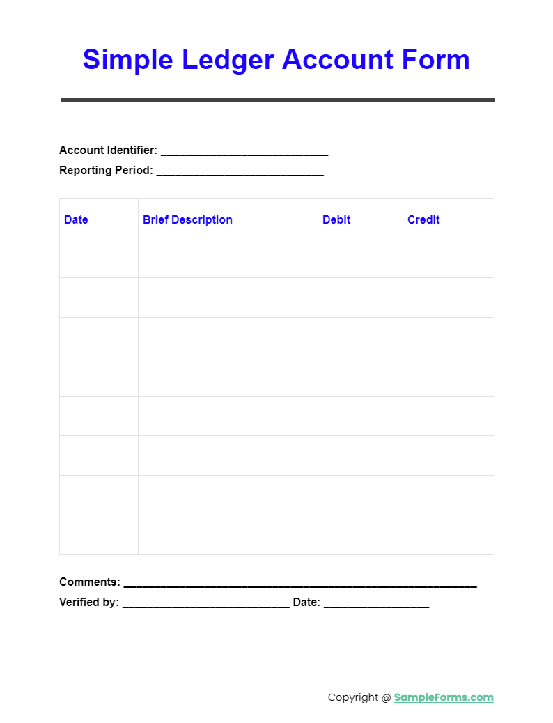 simple ledger account form