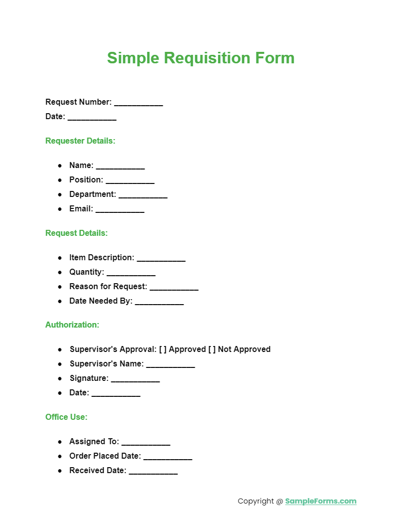 simple requisition form