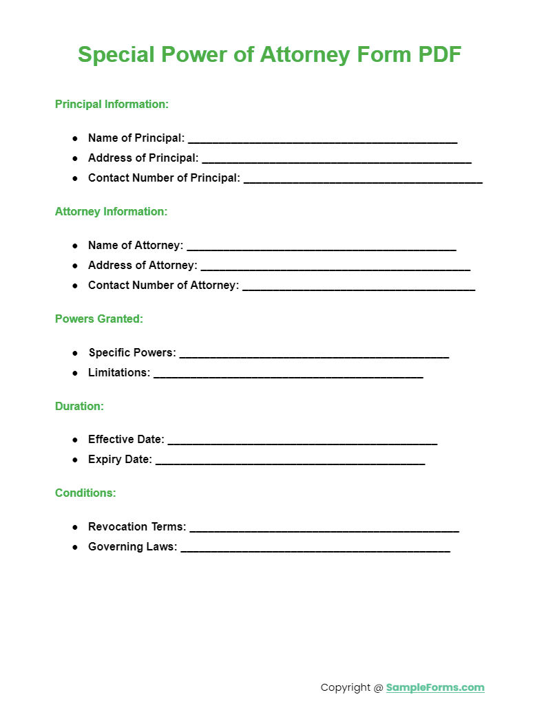 special power of attorney form pdf