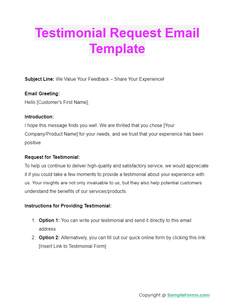 testimonial request email template