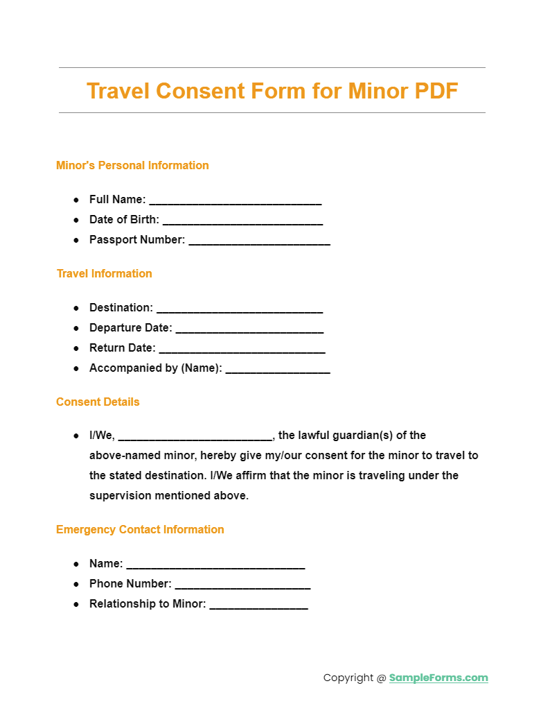 travel consent form for minor pdf