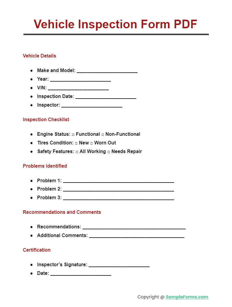 vehicle inspection form pdf
