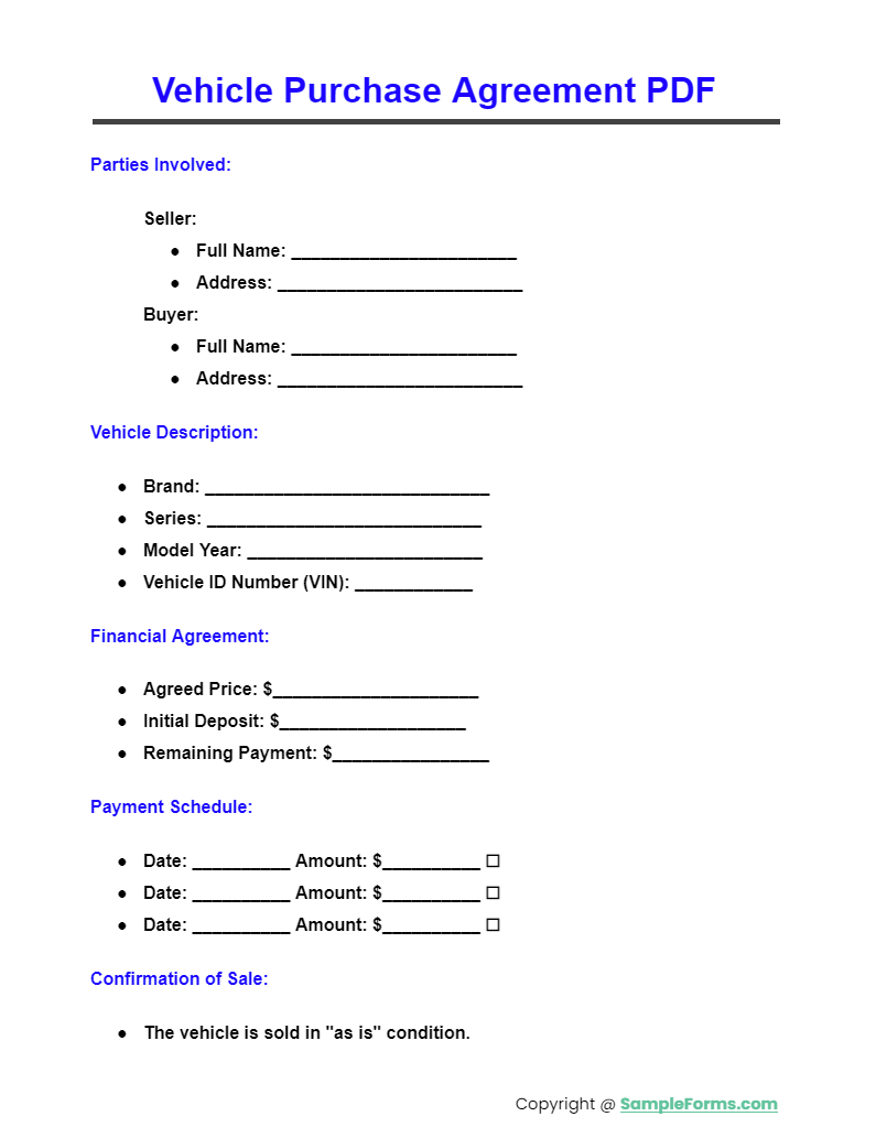 vehicle purchase agreement pdf
