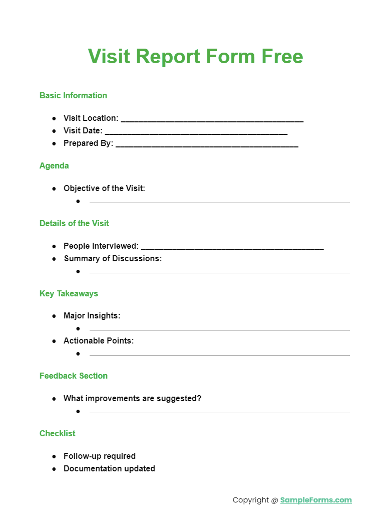 visit report form free