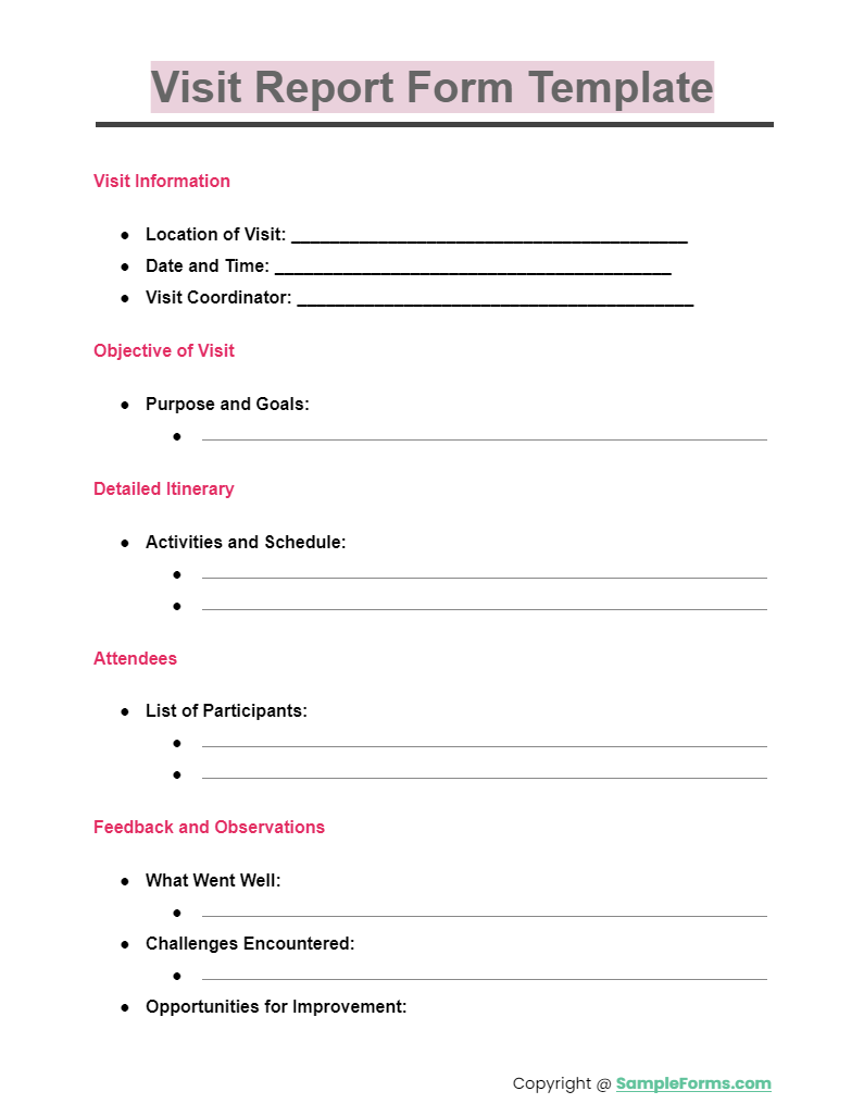 visit report form template