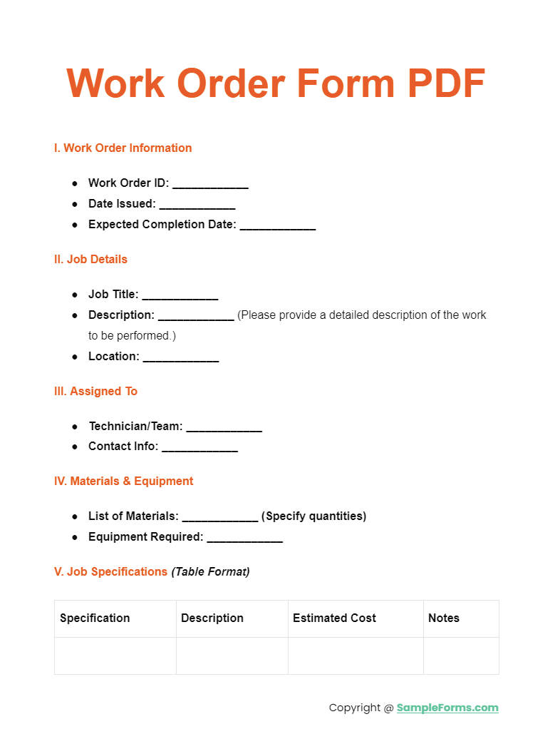 work order form pdf