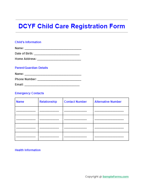 dcyf child care registration form