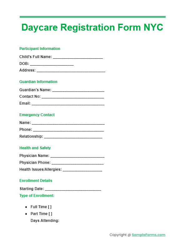 daycare registration form nyc