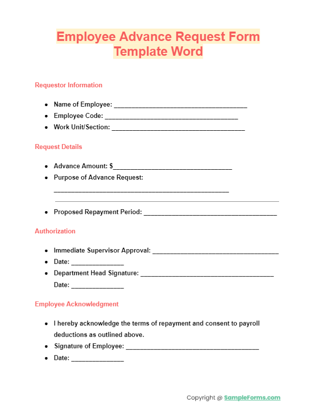 FREE 10+ Employee Advance Request Form Samples, PDF, MS Word, Google Docs