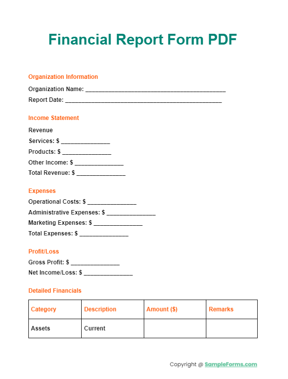 financial report form pdf