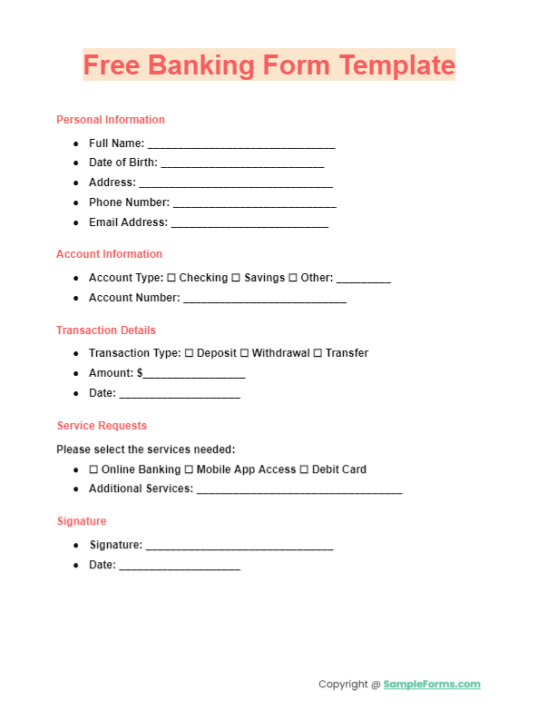 FREE 34+ Banking Form Samples, PDF, MS Word, Google Docs