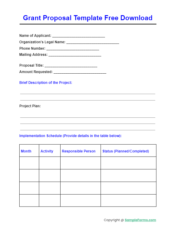 grant proposal template free download