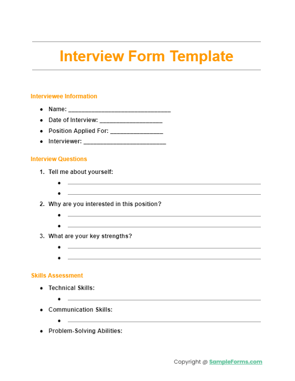 interview form template