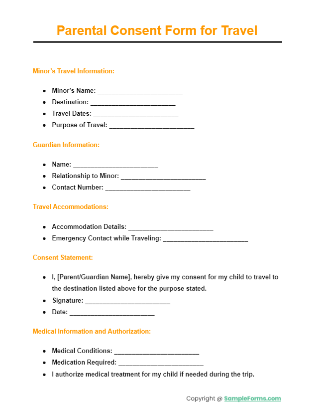 parental consent form for travel