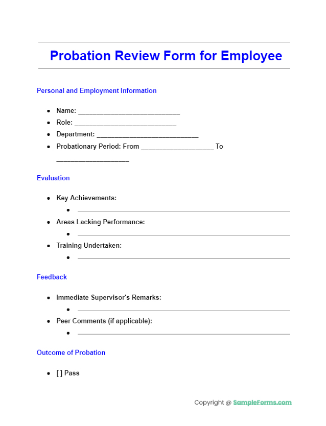 probation review form for employee