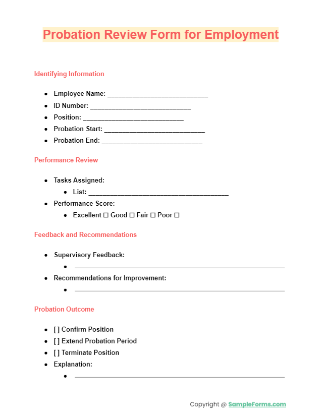 probation review form for employment