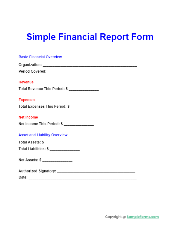 simple financial report form
