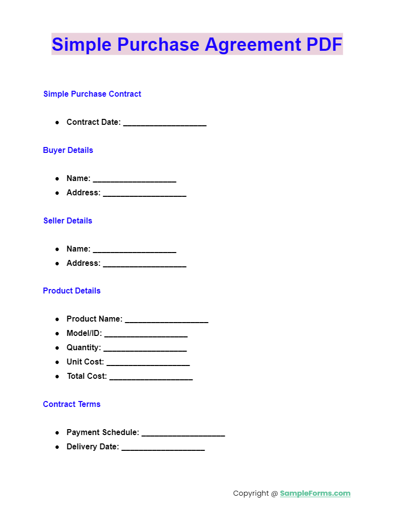 simple purchase agreement pdf