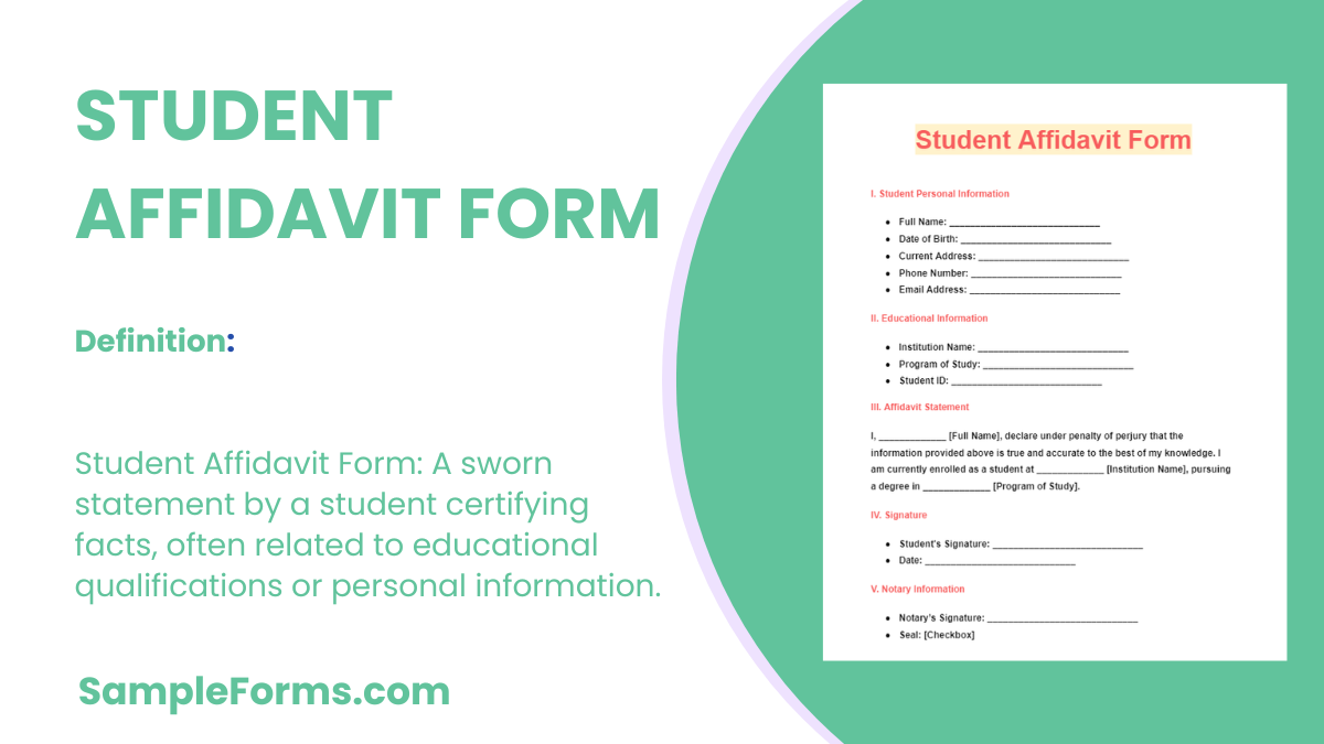 student affidavit form