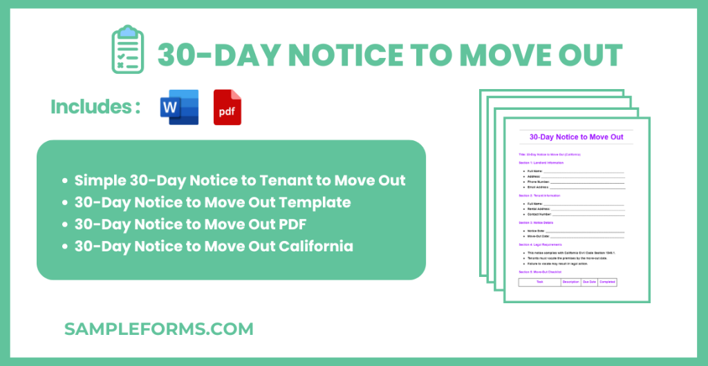 FREE 10+ 30-Day Notice to Move Out Samples, PDF, MS Word, Google Docs
