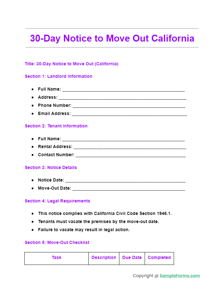 30 day notice to move out california