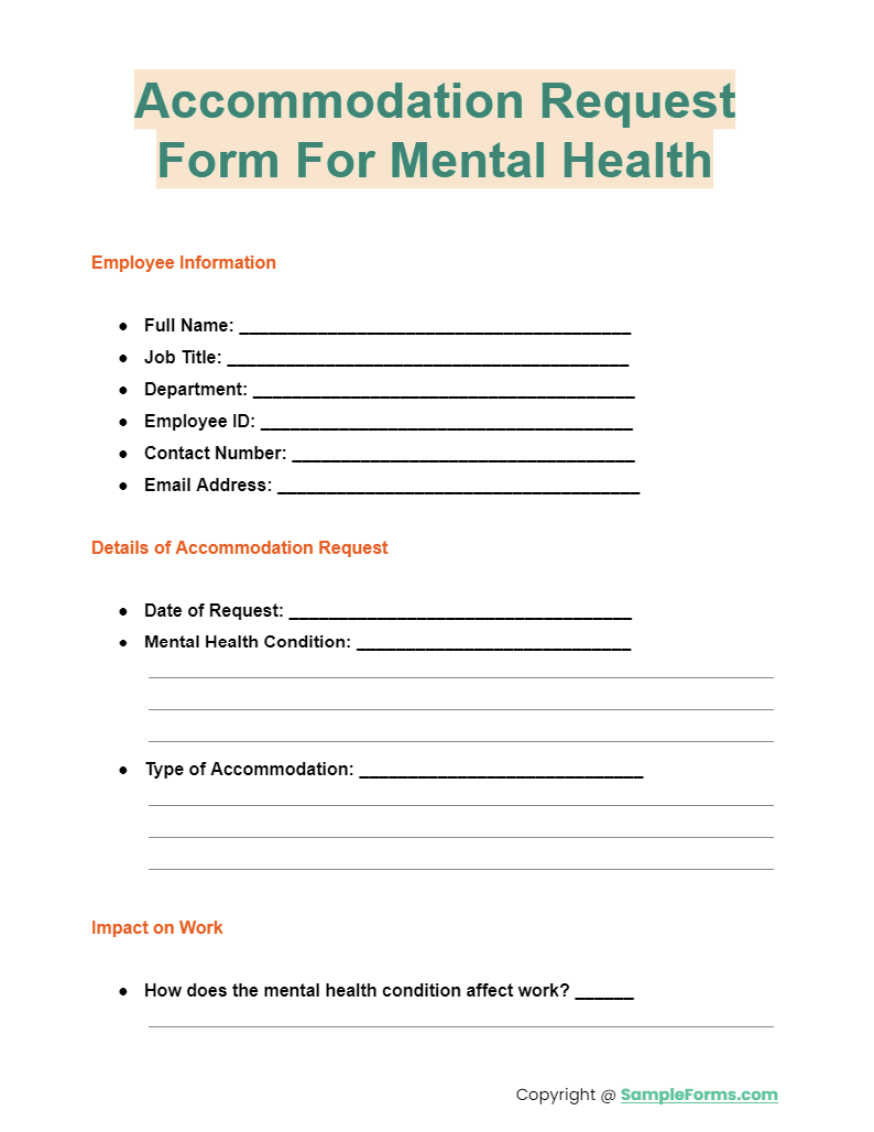 accommodation request form for mental health