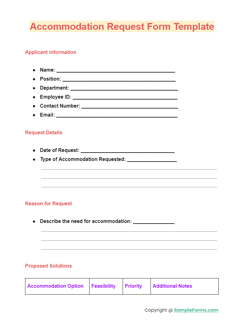 accommodation request form template