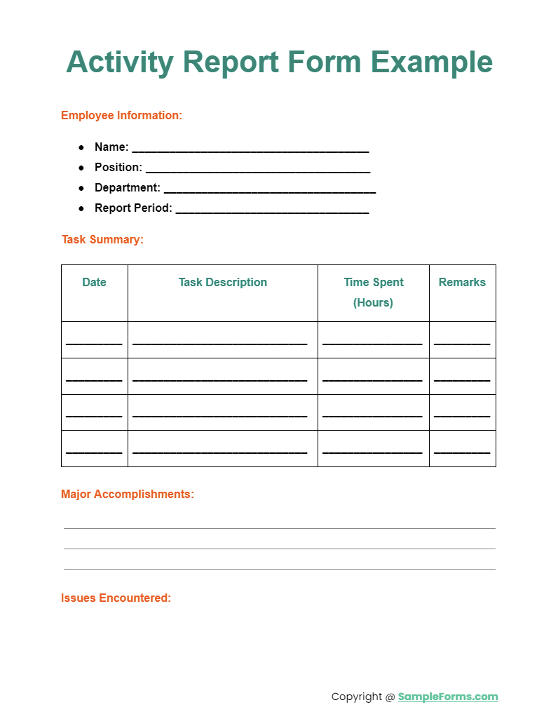 FREE 13+ Activity Report Form Samples, PDF, MS Word, Google Docs, Apple ...