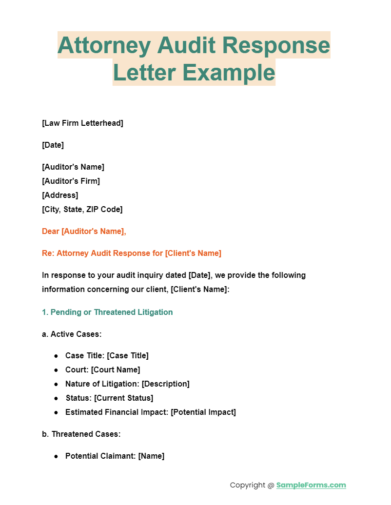 attorney audit response letter example