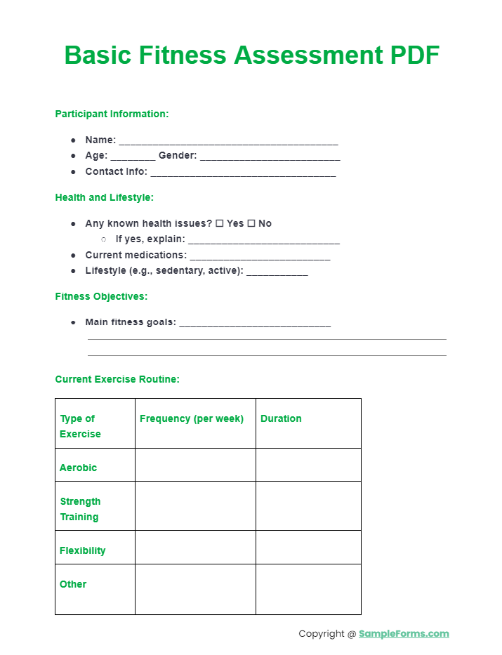 basic fitness assessment pdf