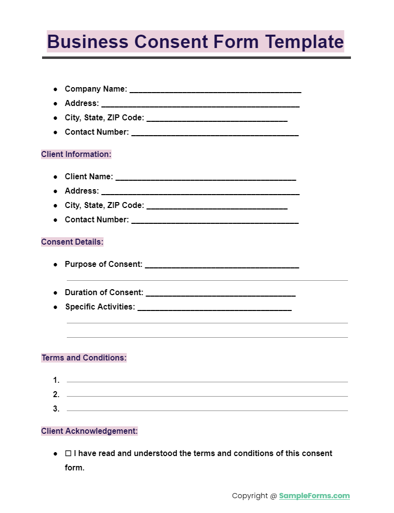 business consent form template