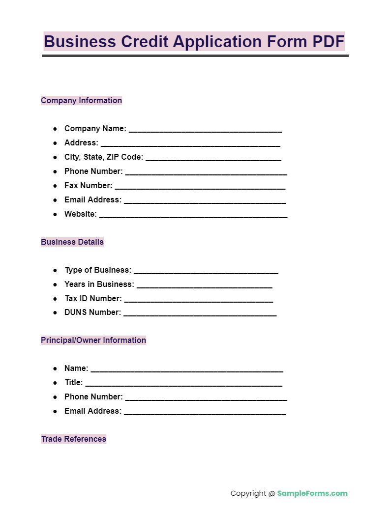 business credit application form pdf