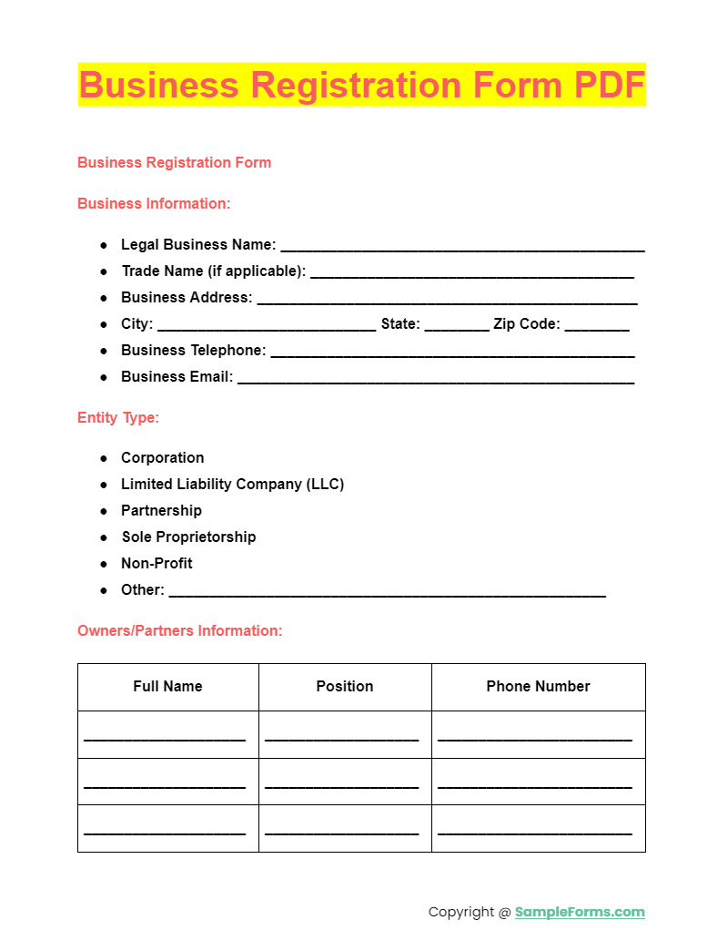 business registration form pdf