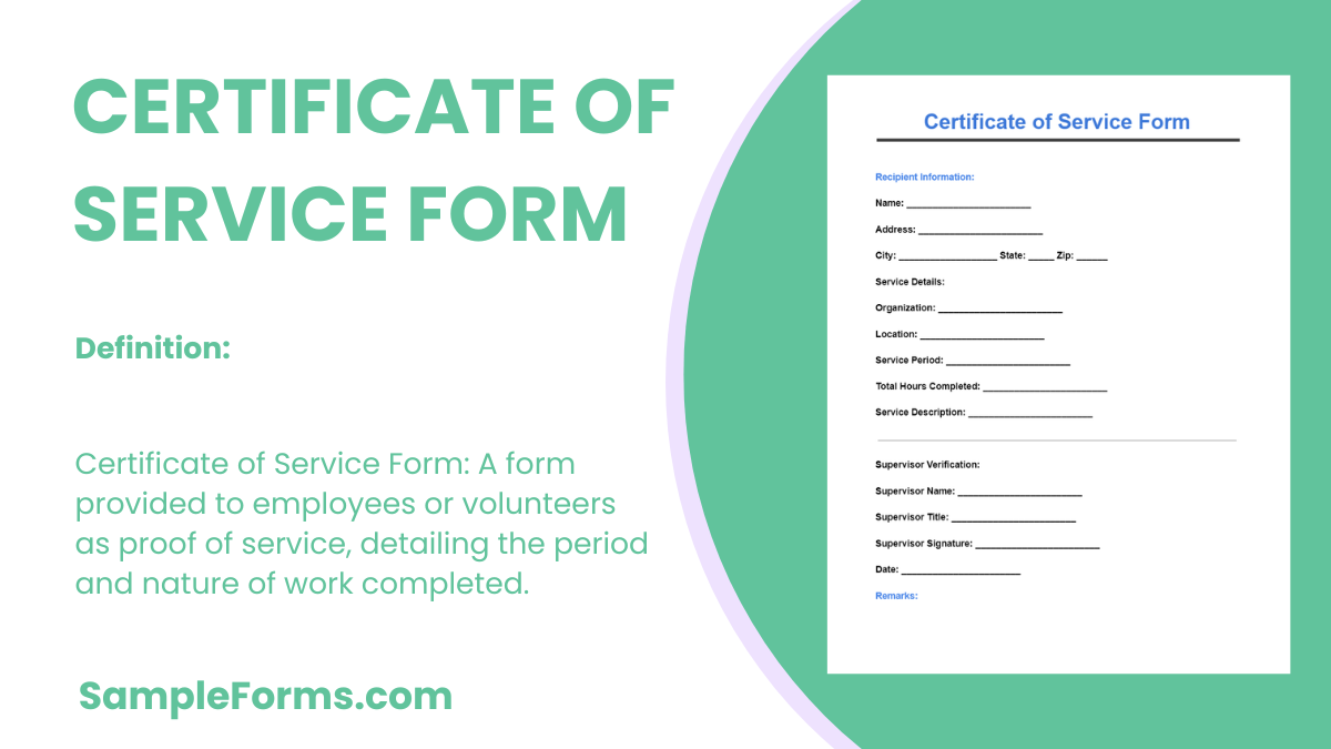 certificate of service form