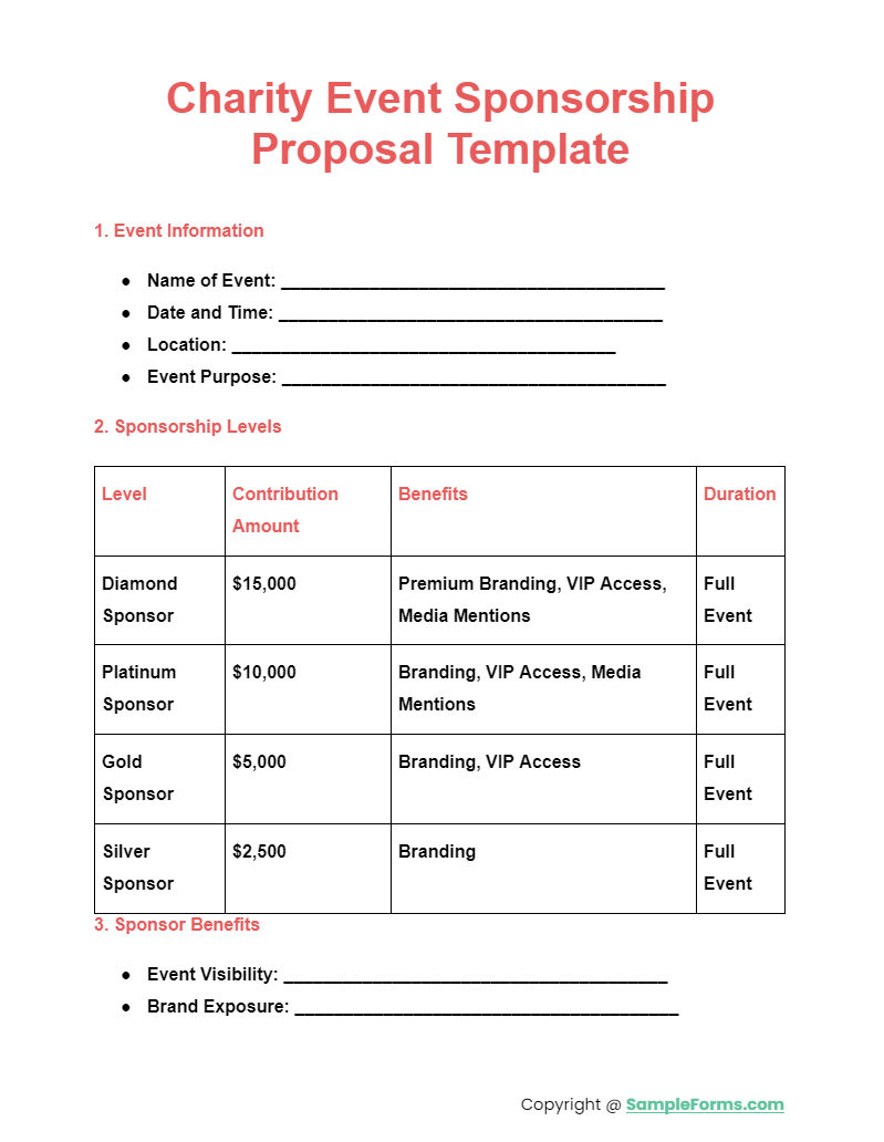 charity event sponsorship proposal template