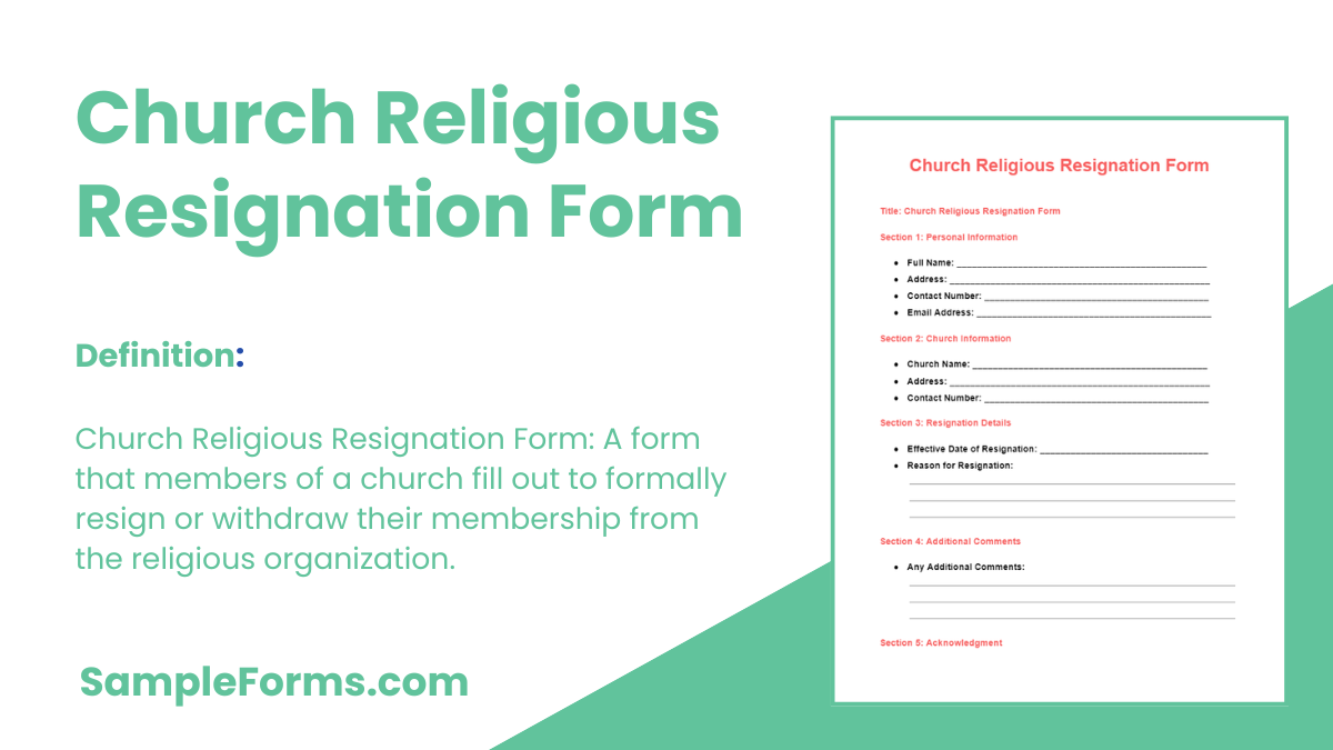 church religious resignation form