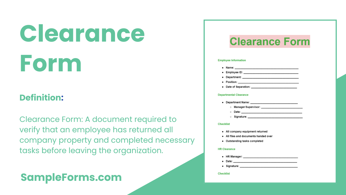 clearance form
