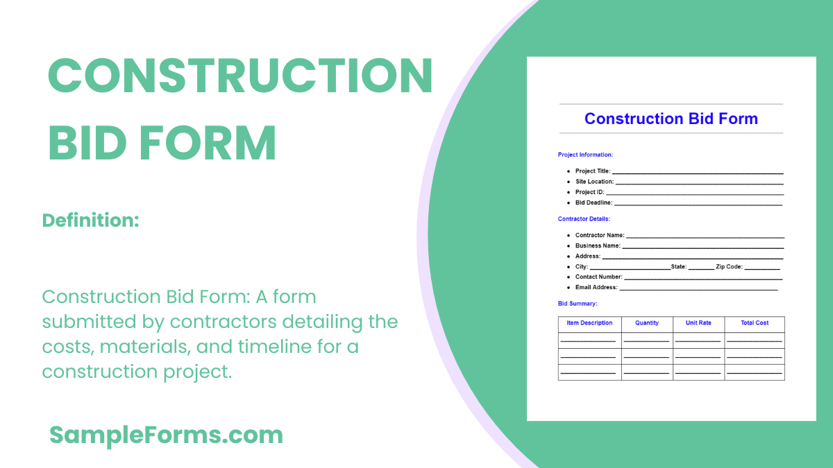 construction bid form