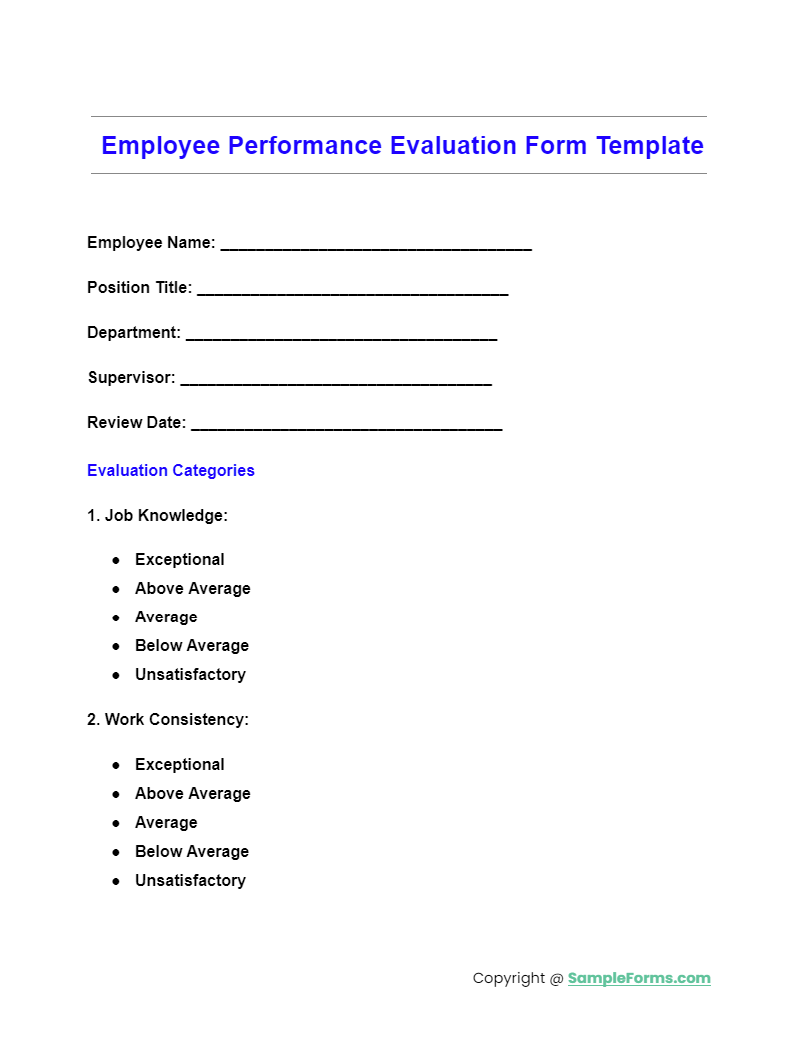 FREE 13+ Employee Performance Evaluation Form Samples, PDF, MS Word ...