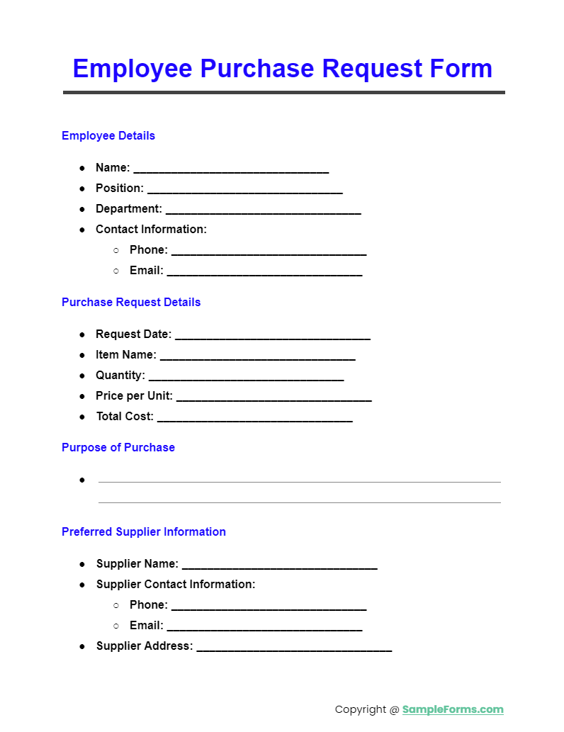 employee purchase request form